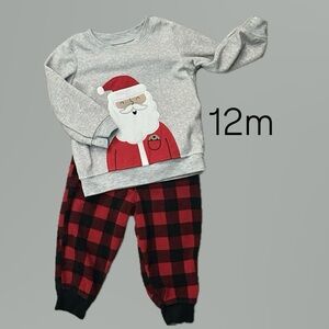 Carter's Just One You Baby Santa Christmas Outfit 12m Red Buffalo Plaid Set